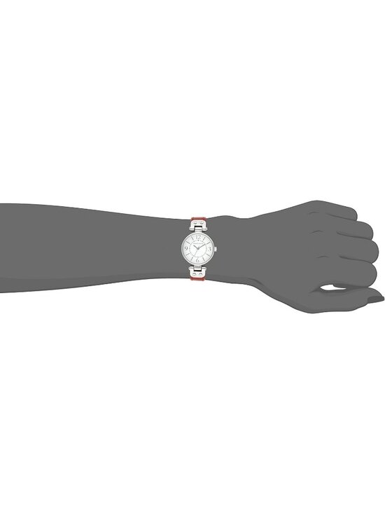 Anne Klein Women\'s Silver Red Leather Strap Fashion Analog Japanese Quartz Watch main image 5